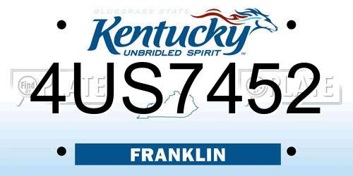4US7452 Kentucky License Plate
