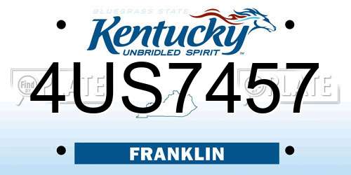 4US7457 Kentucky License Plate