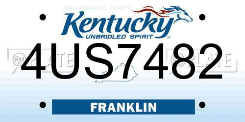 4US7482 Kentucky License Plate