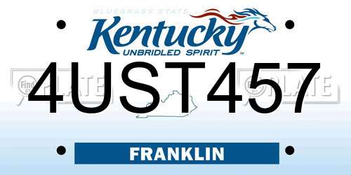 4UST457 Kentucky License Plate