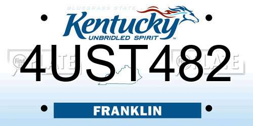 4UST482 Kentucky License Plate