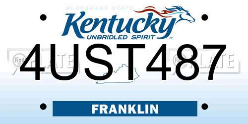 4UST487 Kentucky License Plate