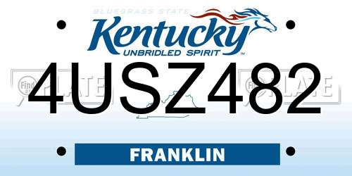 4USZ482 Kentucky License Plate