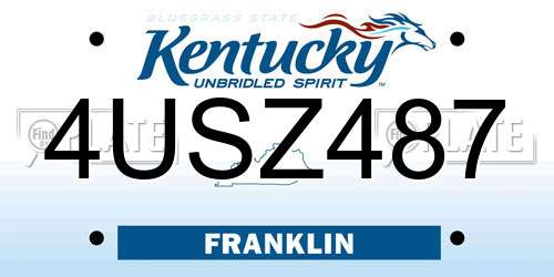4USZ487 Kentucky License Plate