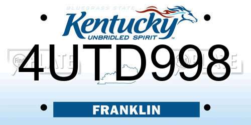 4UTD998 Kentucky License Plate