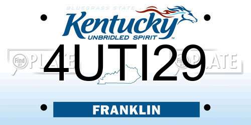 4UTI29 Kentucky License Plate