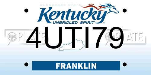 4UTI79 Kentucky License Plate