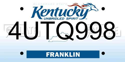 4UTQ998 Kentucky License Plate