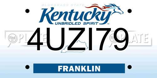 4UZI79 Kentucky License Plate