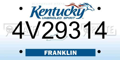 4V29314 Kentucky License Plate