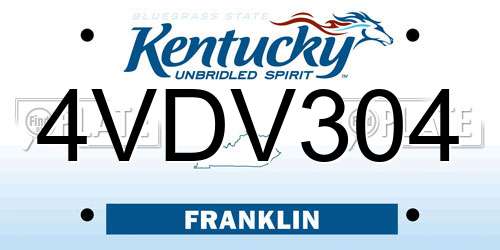 4VDV304 Kentucky License Plate