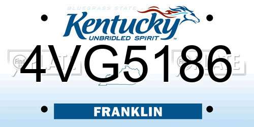 4VG5186 Kentucky License Plate