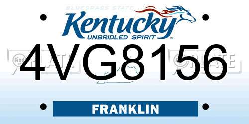 4VG8156 Kentucky License Plate