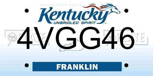 4VGG46 Kentucky License Plate