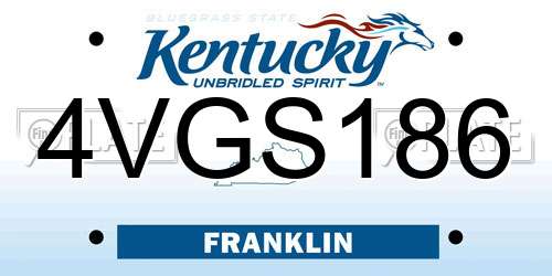 4VGS186 Kentucky License Plate