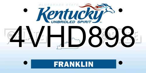 4VHD898 Kentucky License Plate