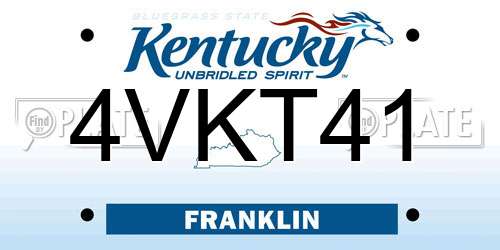 4VKT41 Kentucky License Plate