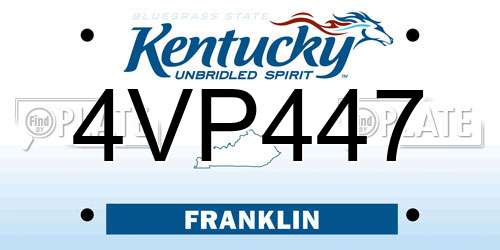 4VP447 Kentucky License Plate