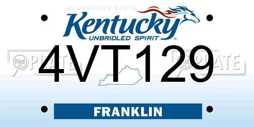 4VT129 Kentucky License Plate