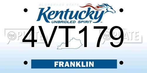 4VT179 Kentucky License Plate