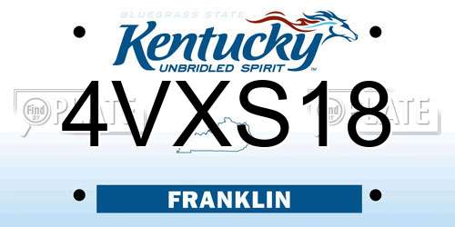 4VXS18 Kentucky License Plate