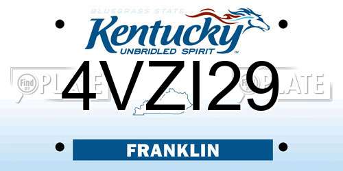 4VZI29 Kentucky License Plate