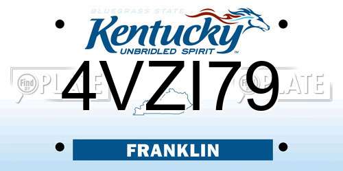 4VZI79 Kentucky License Plate