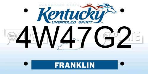 4W47G2 Kentucky License Plate