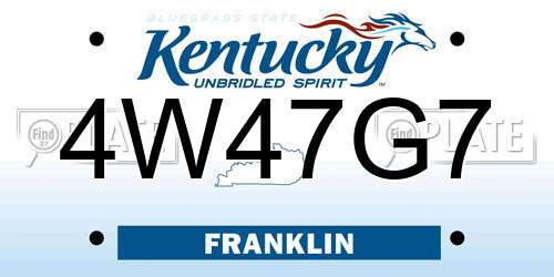 4W47G7 Kentucky License Plate