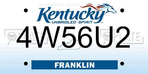 4W56U2 Kentucky License Plate