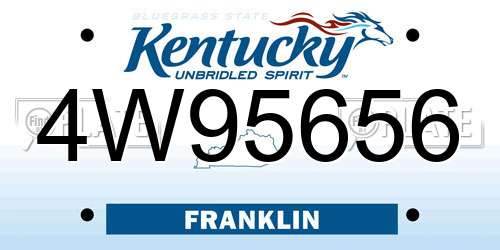 4W95656 Kentucky License Plate