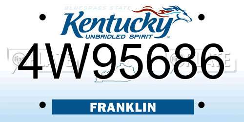 4W95686 Kentucky License Plate