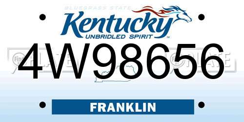 4W98656 Kentucky License Plate