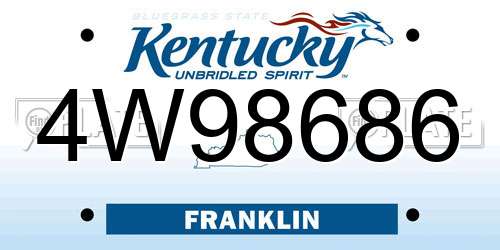 4W98686 Kentucky License Plate