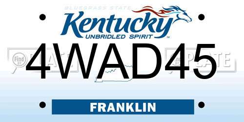 4WAD45 Kentucky License Plate