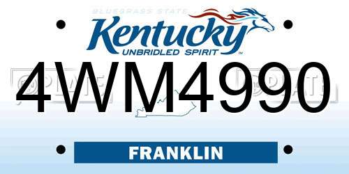 4WM4990 Kentucky License Plate