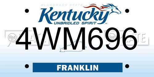 4WM696 Kentucky License Plate