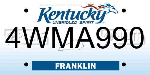 4WMA990 Kentucky License Plate