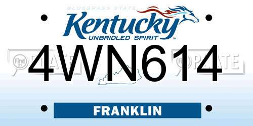 4WN614 Kentucky License Plate