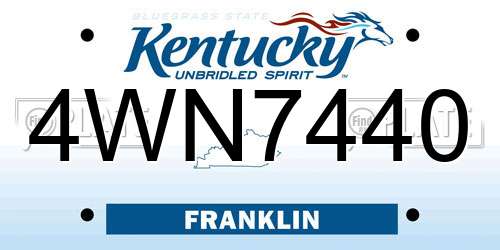 4WN7440 Kentucky License Plate