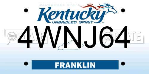 4WNJ64 Kentucky License Plate