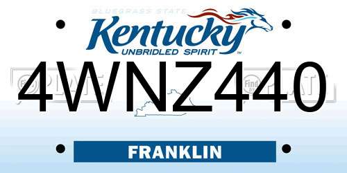 4WNZ440 Kentucky License Plate