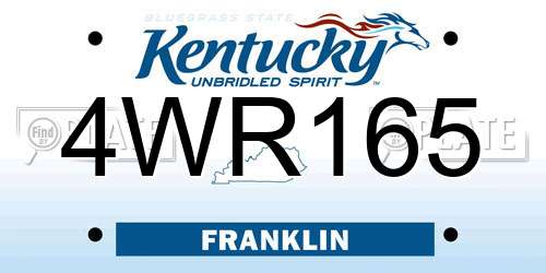 4WR165 Kentucky License Plate
