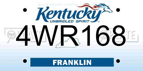 4WR168 Kentucky License Plate