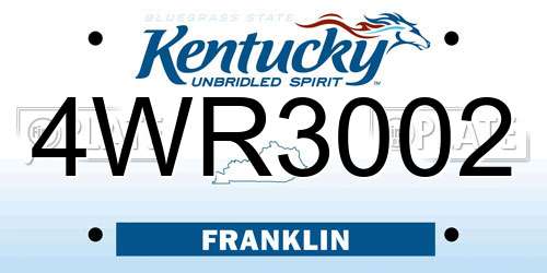 4WR3002 Kentucky License Plate