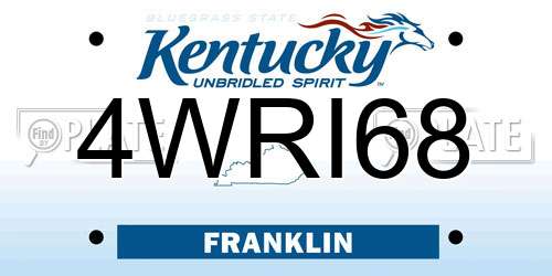 4WRI68 Kentucky License Plate