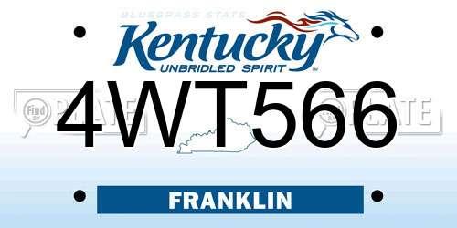 4WT566 Kentucky License Plate