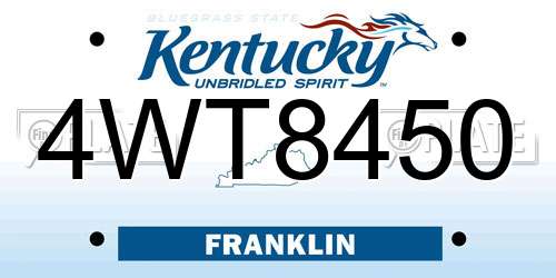 4WT8450 Kentucky License Plate
