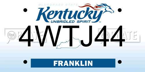 4WTJ44 Kentucky License Plate