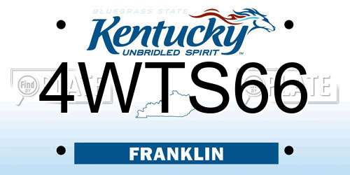 4WTS66 Kentucky License Plate